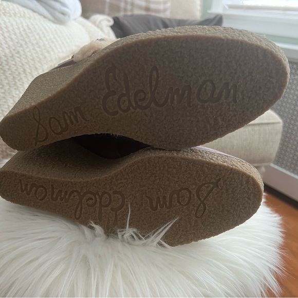 Sam Edelman Brown Whiskey Tumbled Leather Jayla Sherpa Wedge Size 8 - Picture 5 of 5